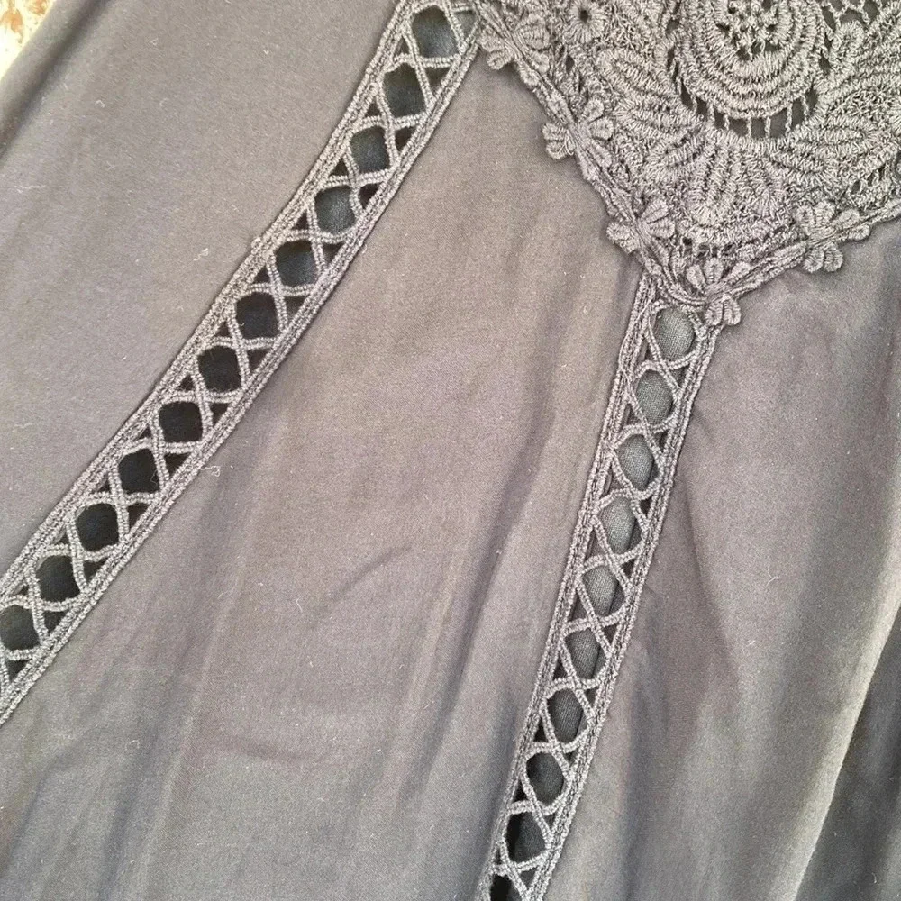 Entro Black Lace Sleeveless‎ Trapeze Swing Boho Dress